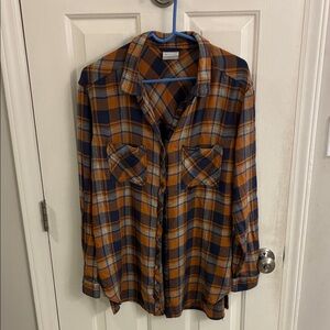 Columbia harvest gold and blue plaid flannel shirt, XL